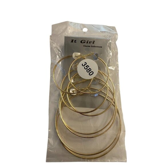 It Girl Charm Collection Hoop Earrings Women’s Gold Tone Fashion Lot of 6 Pairs - Picture 2 of 6